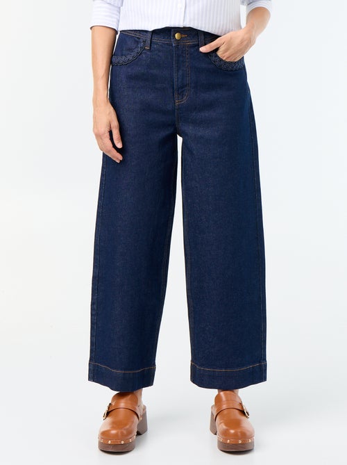 Pantalón wide leg con bolsillos trenzados - Kiabi Pantalón wide leg con bolsillos trenzados - Kiabi