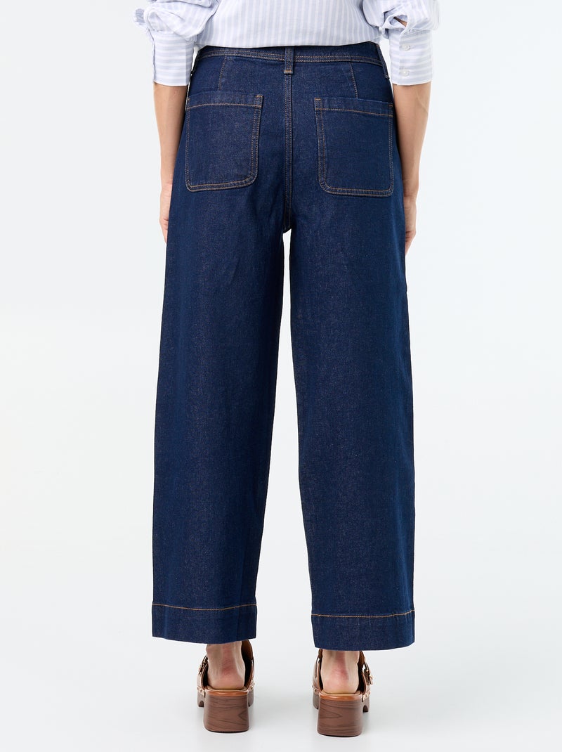 Pantalón wide leg con bolsillos trenzados Azul - Kiabi