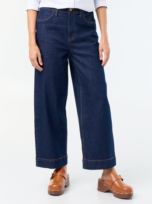 Pantalón wide leg con bolsillos trenzados - Kiabi Pantalón wide leg con bolsillos trenzados - Kiabi