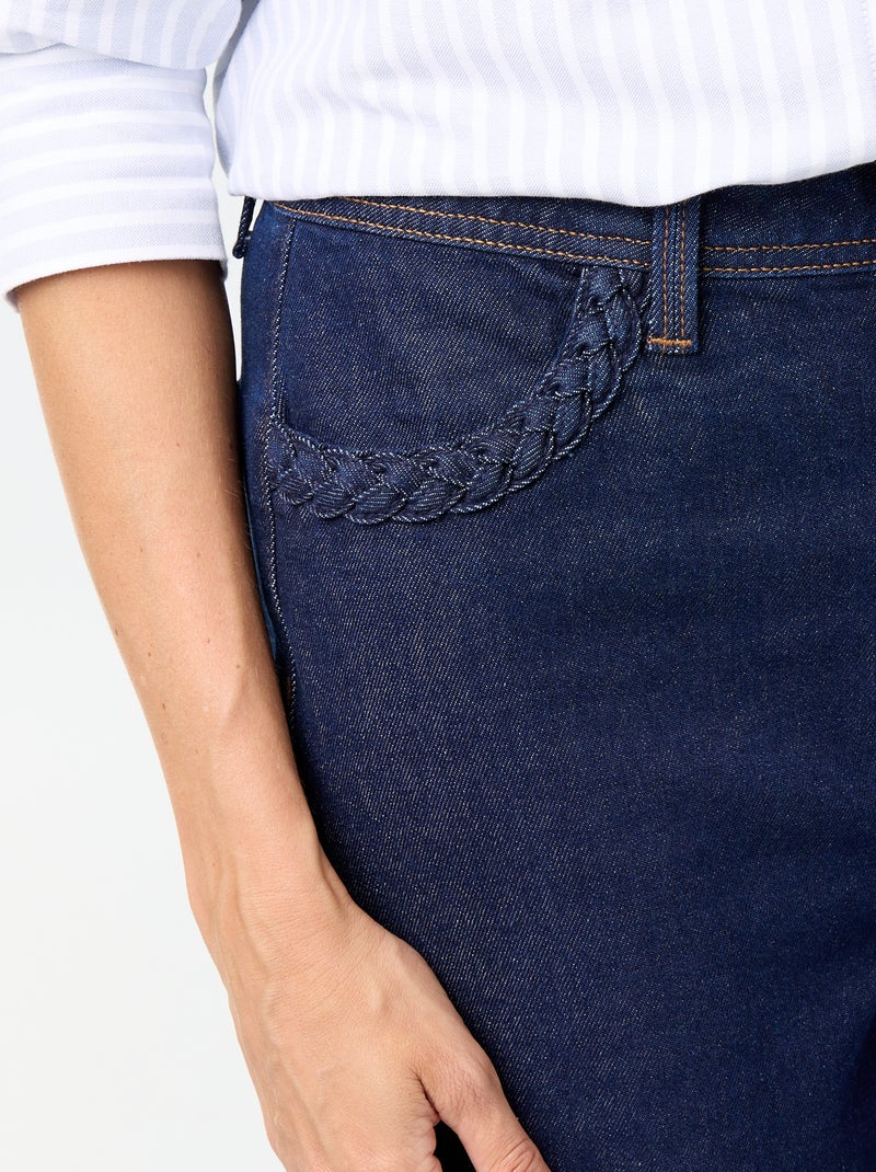 Pantalón wide leg con bolsillos trenzados Azul - Kiabi