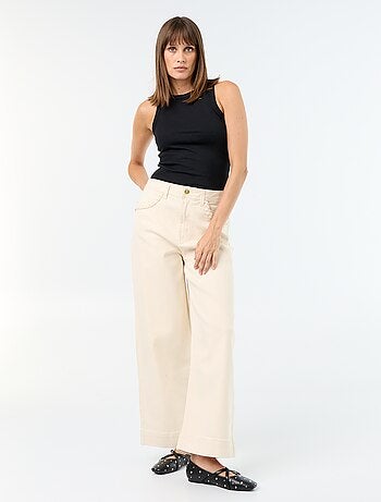 Pantalón wide leg con bolsillos trenzados