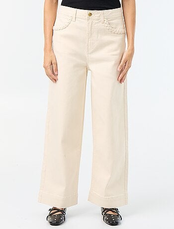 Pantalón wide leg con bolsillos trenzados