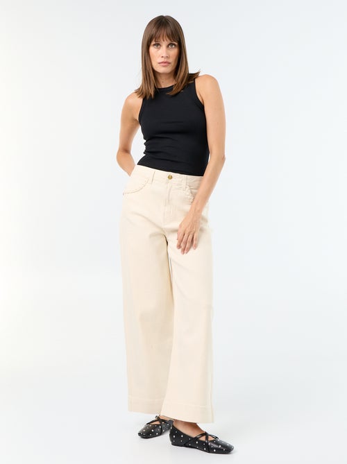 Pantalón wide leg con bolsillos trenzados - Kiabi Pantalón wide leg con bolsillos trenzados - Kiabi