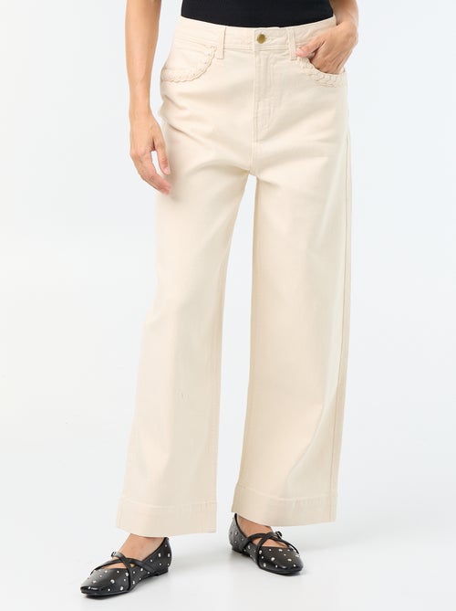 Pantalón wide leg con bolsillos trenzados - Kiabi Pantalón wide leg con bolsillos trenzados - Kiabi