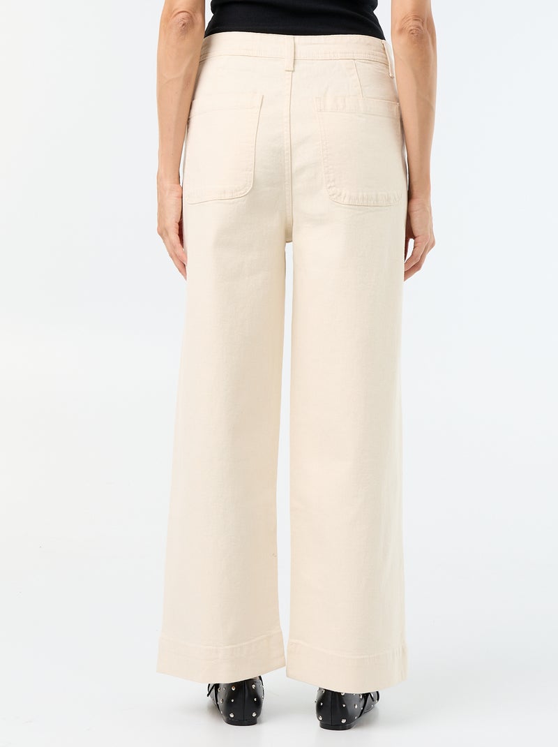 Pantalón wide leg con bolsillos trenzados Blanco - Kiabi