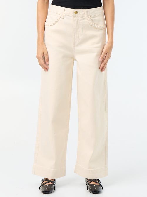 Pantalón wide leg con bolsillos trenzados - Kiabi Pantalón wide leg con bolsillos trenzados - Kiabi