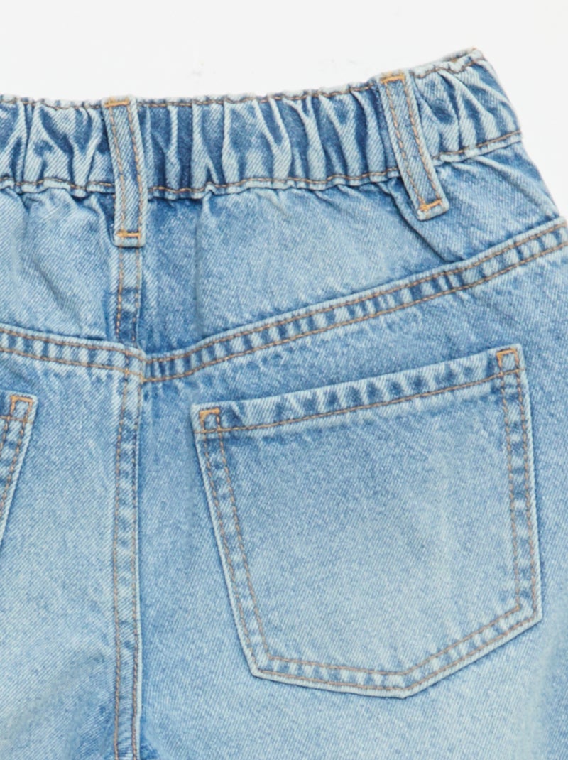 Pantalón wide leg con bordados Azul - Kiabi