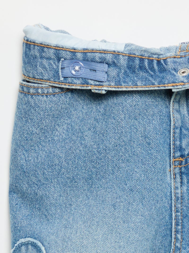 Pantalón wide leg con bordados Azul - Kiabi