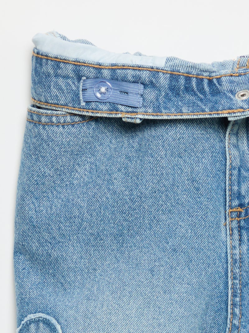 Pantalón wide leg con bordados Azul - Kiabi