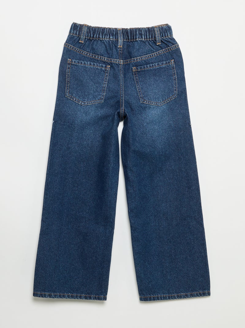 Pantalón wide leg con bordados Azul - Kiabi