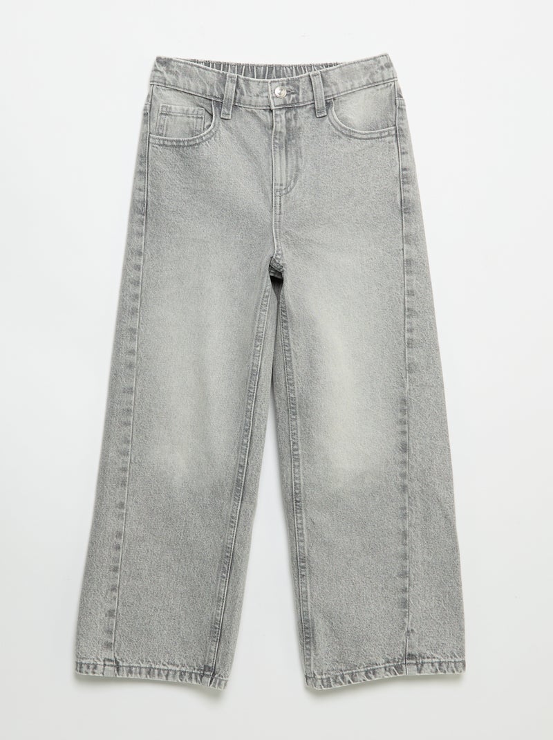Pantalón wide leg con bordados Gris - Kiabi