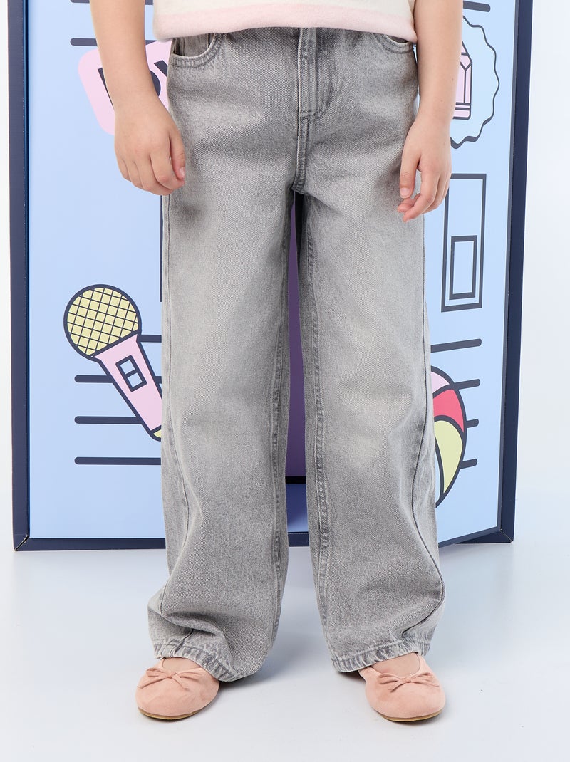 Pantalón wide leg con bordados Gris - Kiabi