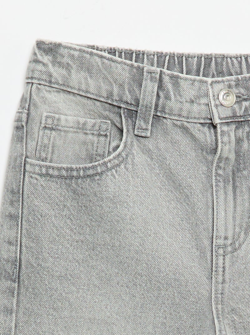 Pantalón wide leg con bordados Gris - Kiabi