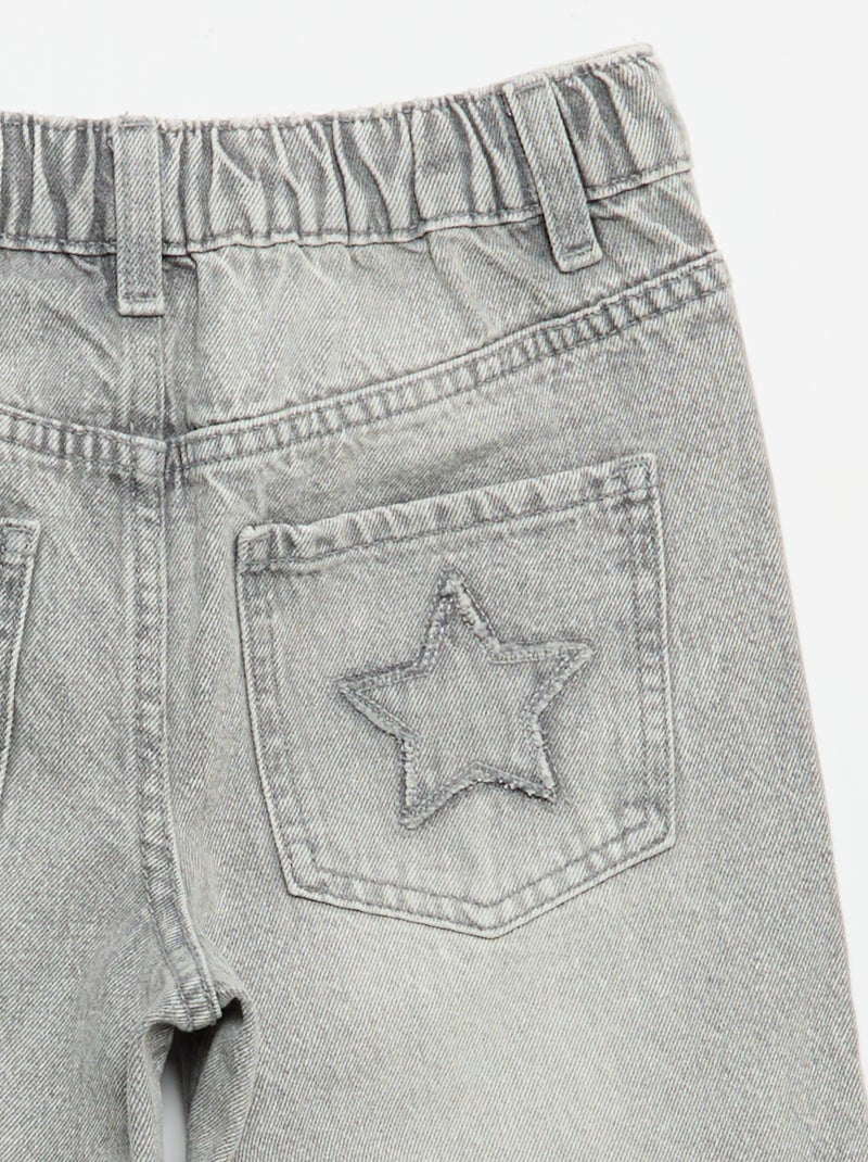 Pantalón wide leg con bordados Gris - Kiabi