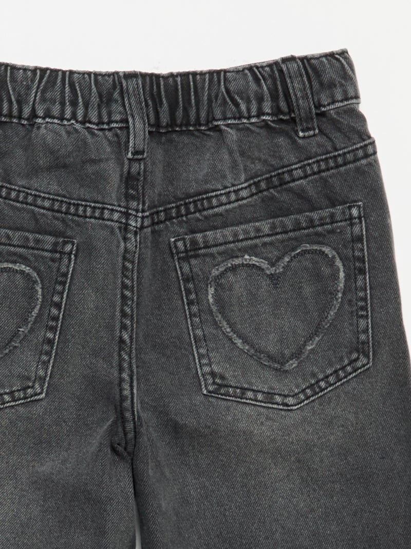 Pantalón wide leg con bordados Gris - Kiabi