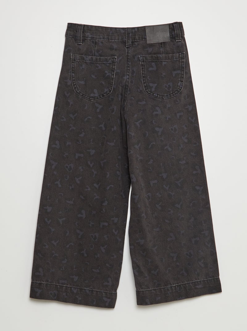 Pantalón wide leg con estampado de leopardo GRIS - Kiabi