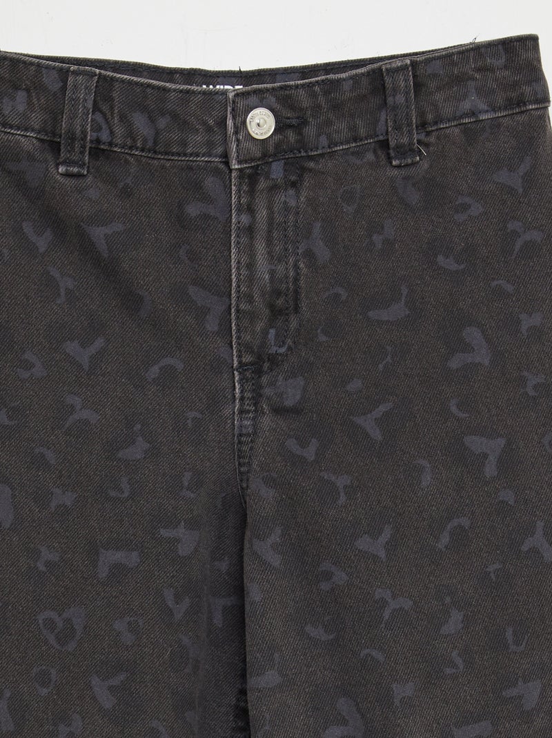 Pantalón wide leg con estampado de leopardo GRIS - Kiabi