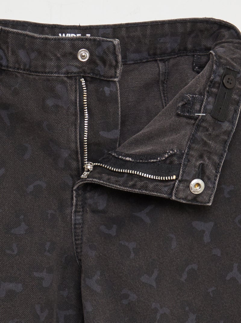 Pantalón wide leg con estampado de leopardo GRIS - Kiabi
