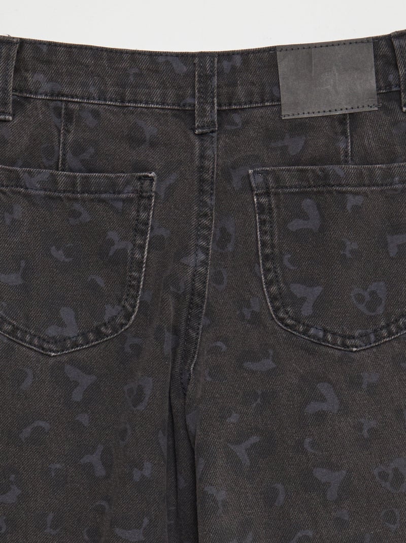 Pantalón wide leg con estampado de leopardo GRIS - Kiabi
