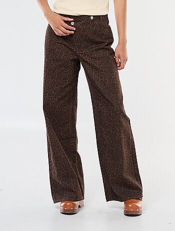 Pantalón wide leg con estampado de leopardo