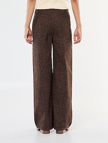 Pantalón wide leg con estampado de leopardo