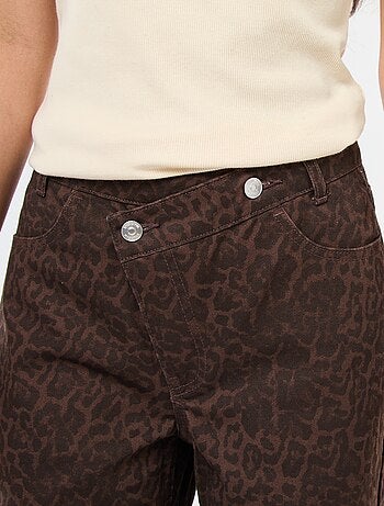 Pantalón wide leg con estampado de leopardo