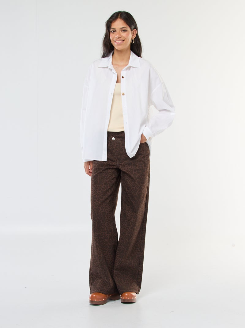Pantalón wide leg con estampado de leopardo Marron - Kiabi