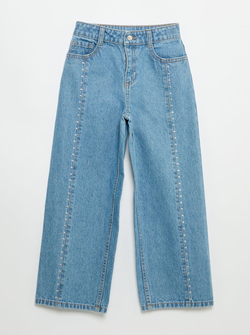 Pantalón wide leg / corte ancho con tachuelas fantasía Azul - Kiabi