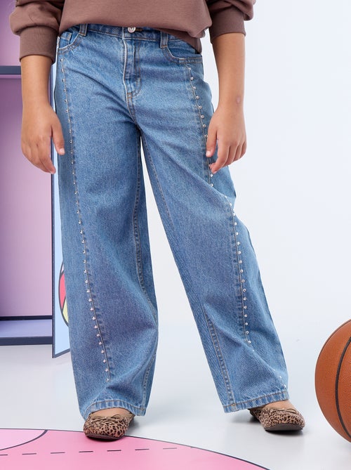 Pantalón wide leg / corte ancho con tachuelas fantasía - Kiabi