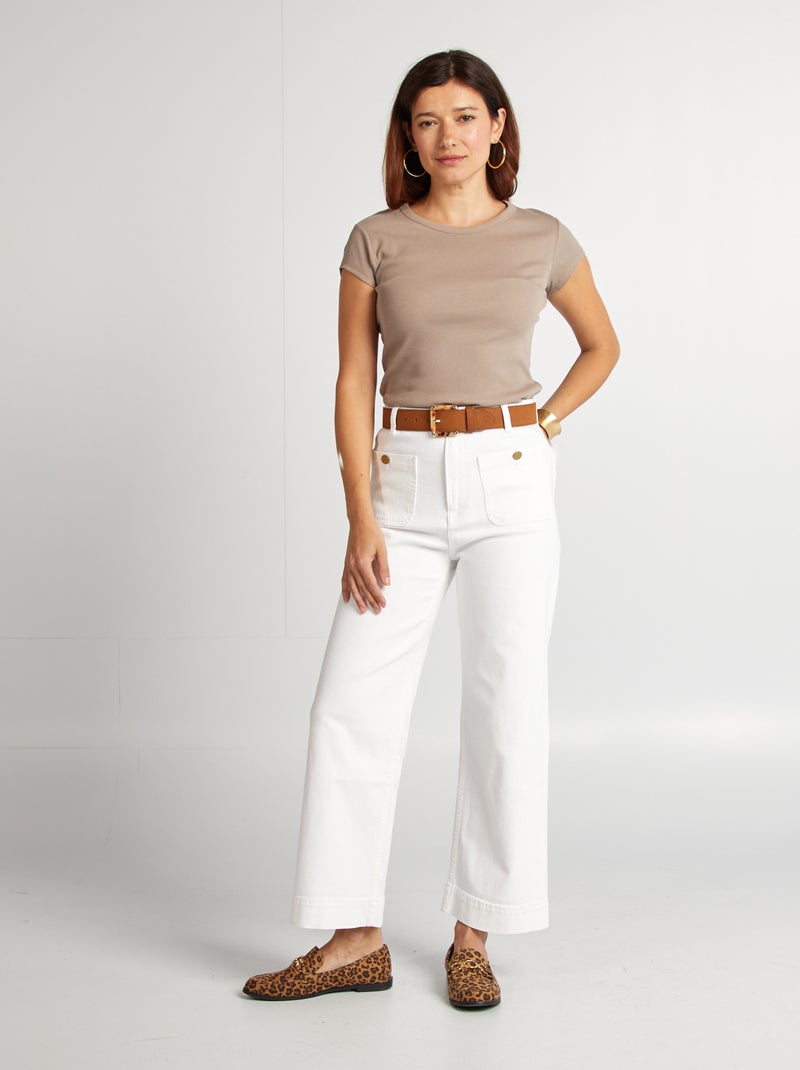 Pantalón wide leg cropped blanco - Kiabi