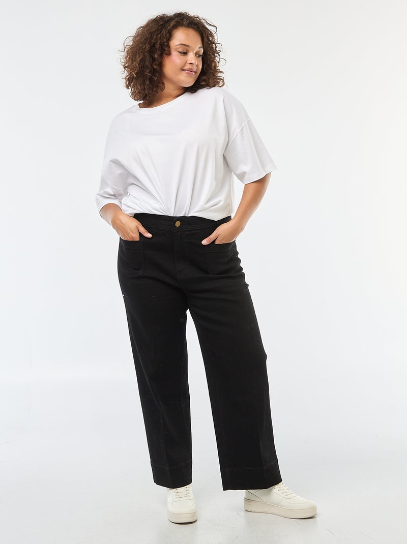 Pantalón wide leg cropped Negro - Kiabi
