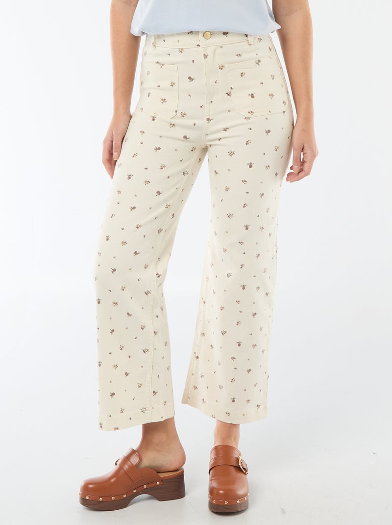 Pantalón wide leg de color Blanco - Kiabi
