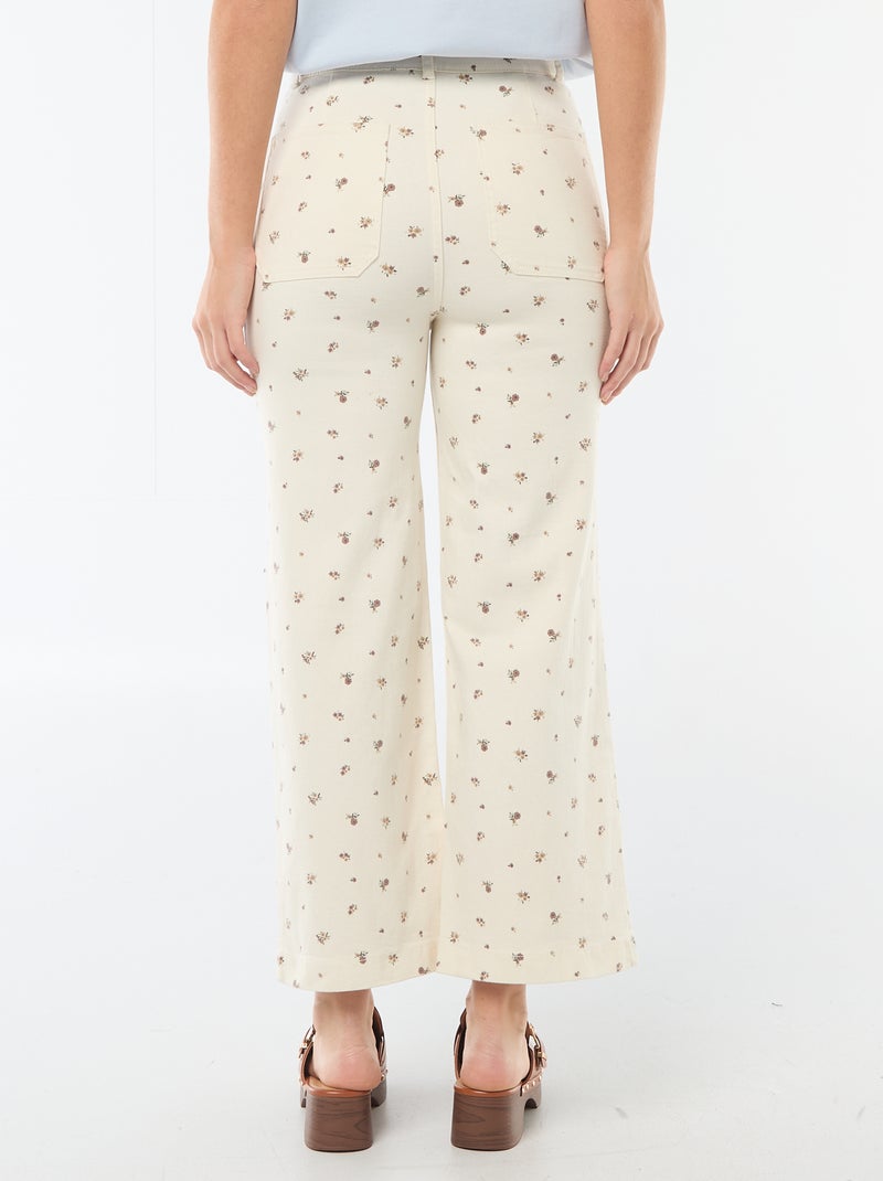 Pantalón wide leg de color Blanco - Kiabi