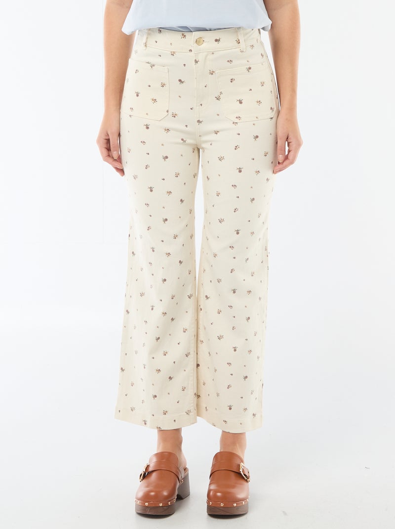 Pantalón wide leg de color Blanco - Kiabi