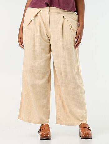 Pantalón wide leg de lino mezclado