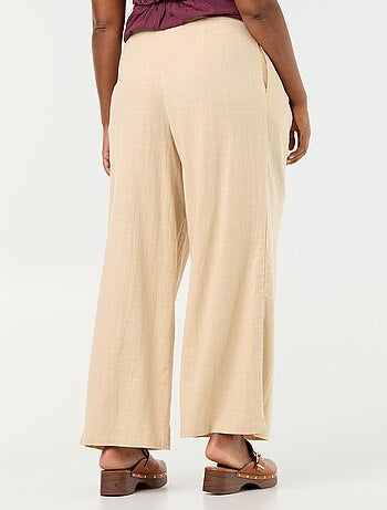 Pantalón wide leg de lino mezclado