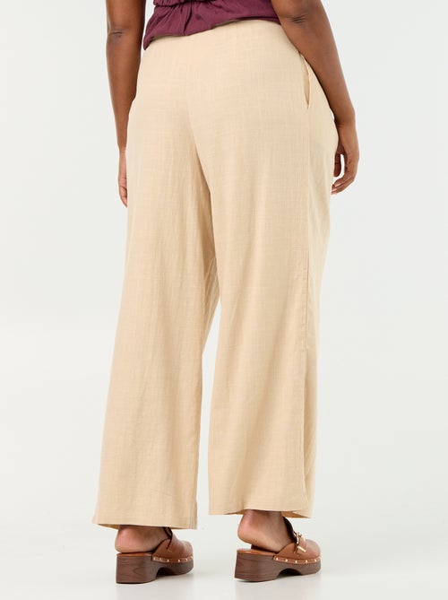 Pantalón wide leg de lino mezclado - Kiabi Pantalón wide leg de lino mezclado - Kiabi