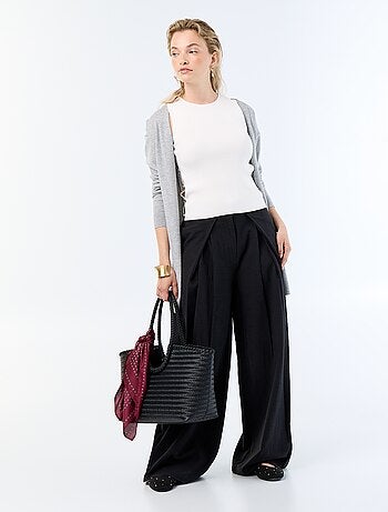 Pantalón wide leg de lino mezclado