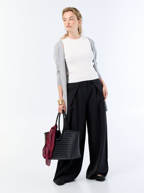 Pantalón wide leg de lino mezclado - Kiabi