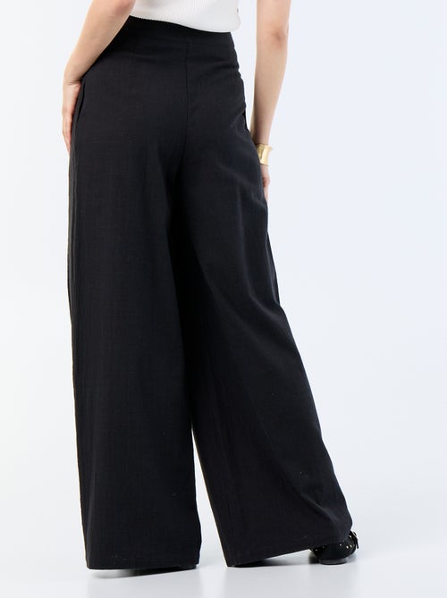 Pantalón wide leg de lino mezclado - Kiabi