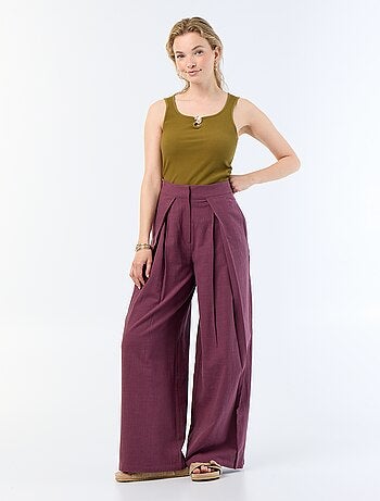 Pantalón wide leg de lino mezclado