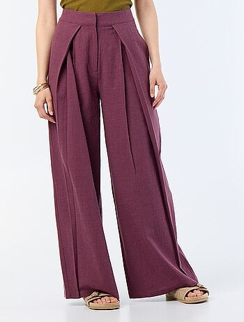 Pantalón wide leg de lino mezclado