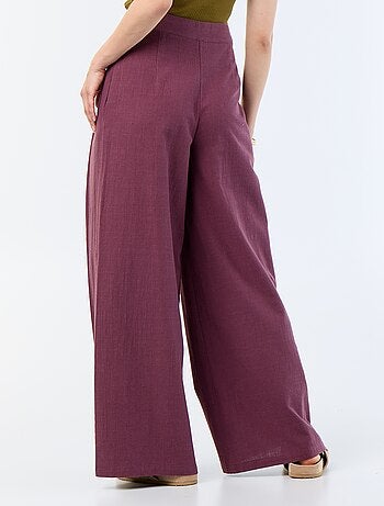 Pantalón wide leg de lino mezclado