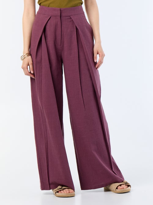 Pantalón wide leg de lino mezclado - Kiabi Pantalón wide leg de lino mezclado - Kiabi