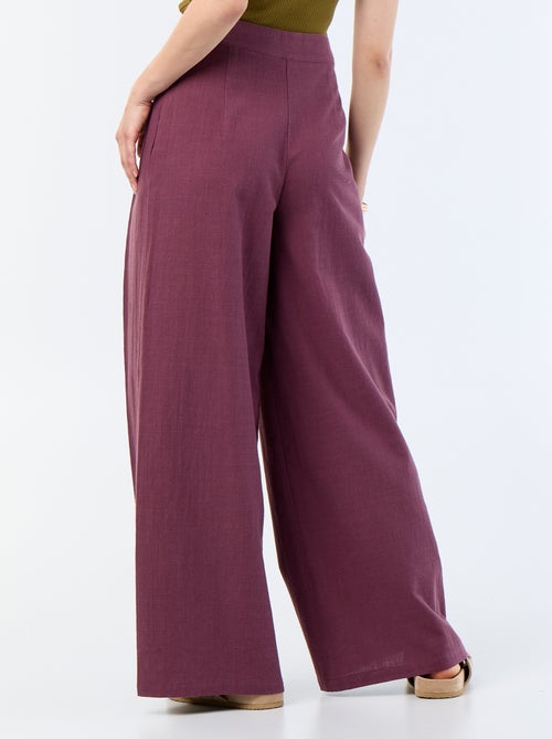 Pantalón wide leg de lino mezclado - Kiabi Pantalón wide leg de lino mezclado - Kiabi