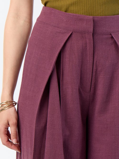 Pantalón wide leg de lino mezclado - Kiabi Pantalón wide leg de lino mezclado - Kiabi