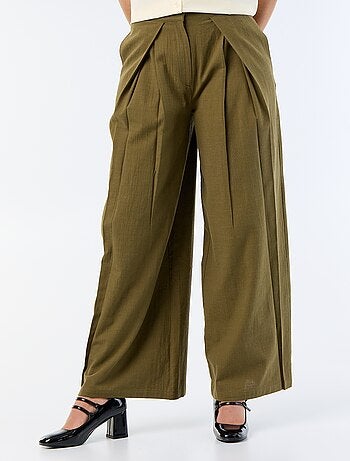 Pantalón wide leg de lino mezclado