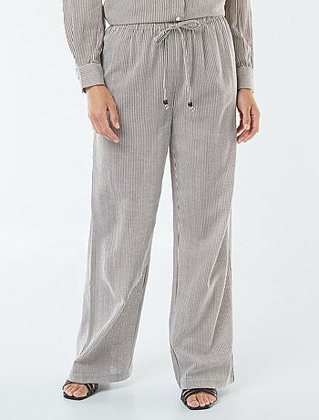 Pantalón wide leg de mezcla de lino