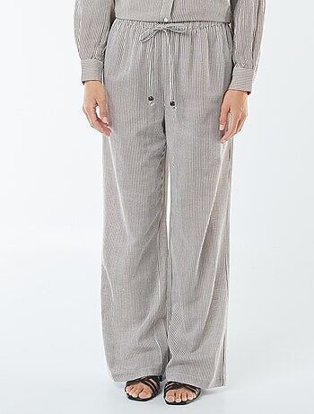Pantalón wide leg de mezcla de lino