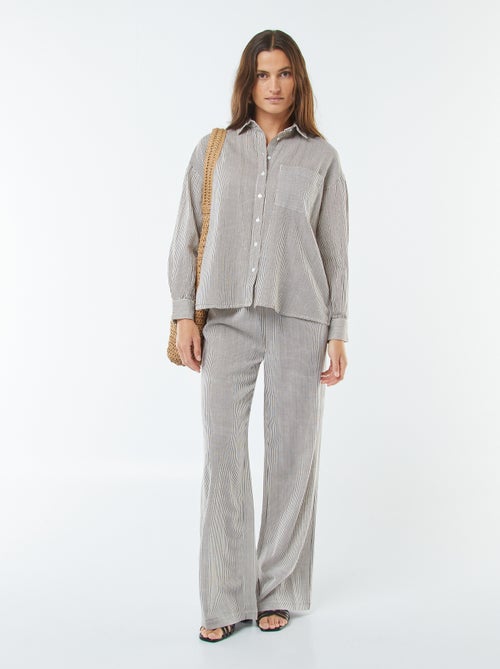 Pantalón wide leg de mezcla de lino - Kiabi